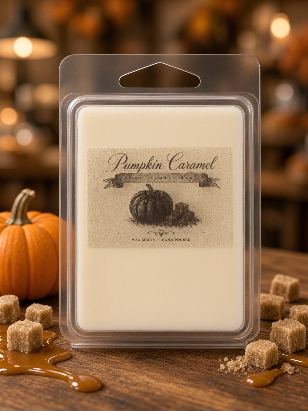 Pumpkin Caramel Wax Melts Handmade Soy Clamshell